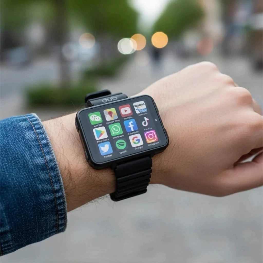 Persona usando smartwatch al correr